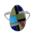 Southwest Genuine Sterling Silver And Multicolor Inlay Jewelry Ring Size 7-3/4 VX58616